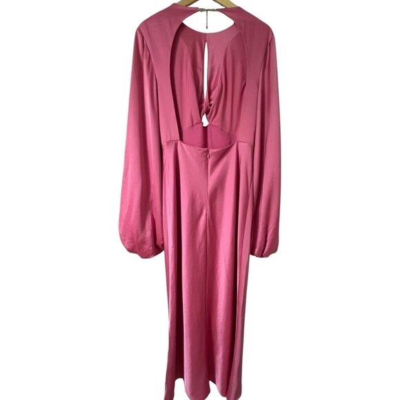 Significant Other Demi Pink Satin Open Back Midi Gown Dress 10 Evening Cocktail - Picture 7 of 13